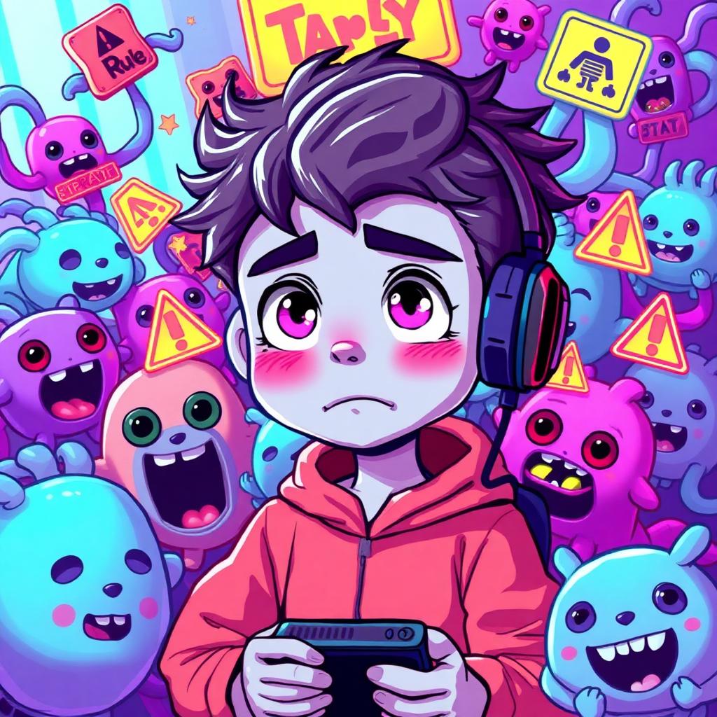 Confused new player surrounded by brainrot creatures and warning signs